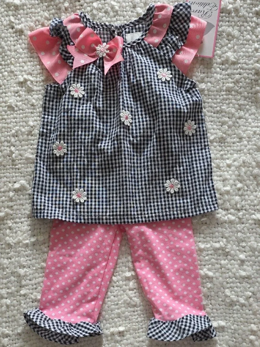 Rare Editions Pink and White Polka Dot Two-Piece Set sz 18M